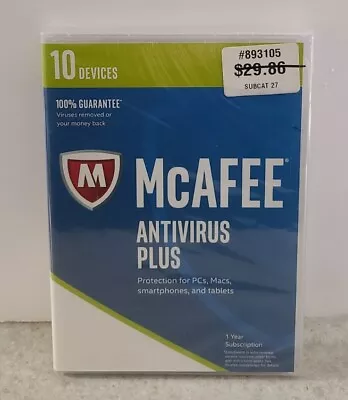 McAFEE Antivirus Plus PCs Macs Smartphones Tablets 1 Year Subscription • $12