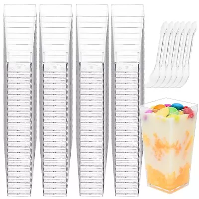 100 Pack 3 Oz Plastic Dessert Cups With Spoons Mini Parfait Cups With Spoons... • $34.55