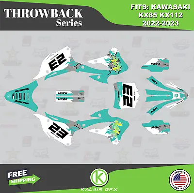 Graphics Kit For KAWASAKI KX85 KX112 2022 2023 Throwback Series - Teal • $126.46