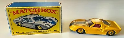 Matchbox Lesney #41 Ford G.T. Racer RARE Yellow With Original Box • $74