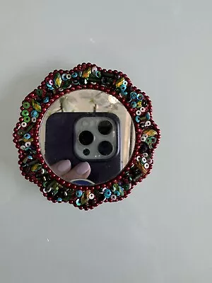 Pier 1 Beaded Red Mosiac Mirror • $13.99