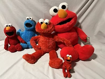 Elmo Lot Vintage Tyco Elmo Hug Me Elmo Plush Cookie Monster Sesame Street • $30.99