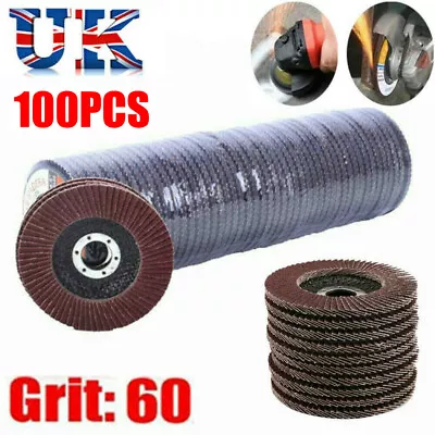 £19.99 • Buy 100x FLAP GRINDING SANDING DISCS 115mm 4.5  40 60 80 120 GRIT ANGLE WHEEL