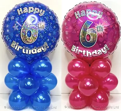 £5.24 • Buy Happy 6th Birthday Foil Balloon Display Kit Party Table Decor No Helium Req  O--