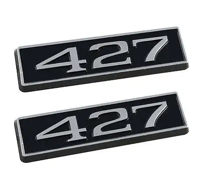 427 Ford Mustang 3.25  Engine Hood Scoop Emblems Badges Pair Black & Chrome • $20.57