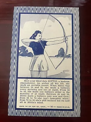 1941 Blind Date Fortune Teller Arcade Machine Prize Card ~ Hittie ~ Sharpshooter • $7.95