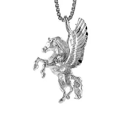 $13.99 • Buy Sterling Silver Pegasus Pendant / Charm, Italian Box Chain
