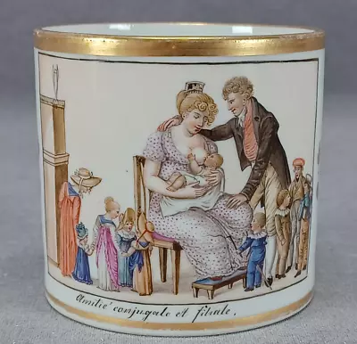 Old Paris Hand Painted Mother Breast-Feeding & Gold Coffee Cup C.1790-1810 • $495