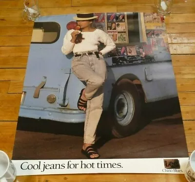Vintage 1980s Original LEE JEANS Clothing Store Advertising Poster Sign 28 X22  • $19.95