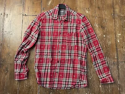 H&M LOGG Men’s Shirt Red Check Pattern Small S Long Sleeve • £3.50