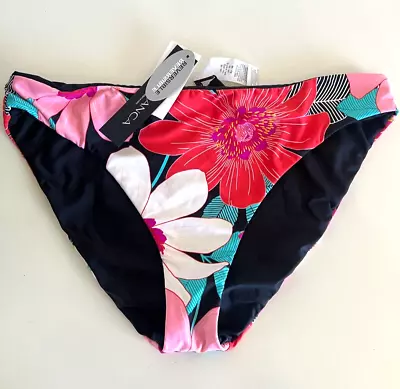 La Blanca Black & Floral Reversible Hipster Bikini Swim Bottom Size 16 LB2CJ93 • $17.99