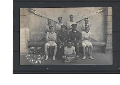 £8.50 • Buy Postcard : Malta, West Yorkshire Regiment Group Photo, Winners Of 1918 Boat Race