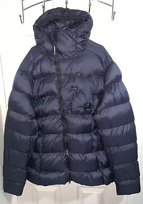 Mens CP Company Down Puffer Shell Chest Lens Jacket Navy Coat - XL - Hooded • £169.99