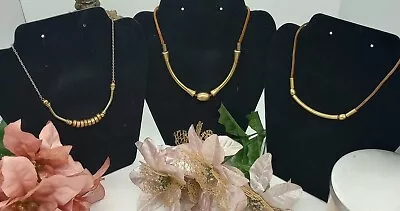 Vintage Estate 3 Piece Lot Gold Tone Matching Chain And Cord Necklace Set JE68 • $18