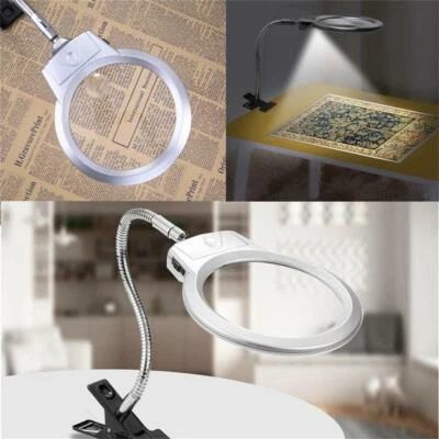 $14.10 • Buy Large Lens Lighted Lamp Top Desk Magnifier Magnifying Glass With Clamp LED Light