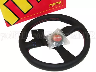 MOMO Steering Wheel Monte Carlo (320mm / Leather / Red Stitch / Red Horn) • $197.88