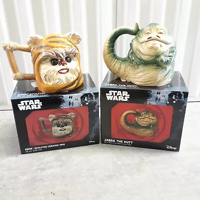 Star Wars Jabba The Hutt & Ewok Sculpted Ceramic Coffee Soup Mug Cup 20oz Vandor • £37.99