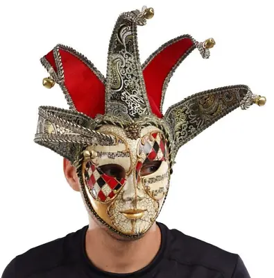 Venetian Jester Mask Masquerade Horror Fancy Dress Costume Halloween Mask • £20.99