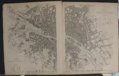 Paris France 1834 S.d.u.k. Unusual Antique Steel Engraved City Map In Two Sheets • $21.50