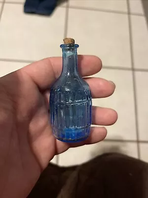 Root Bitters Glass Blue Barrel Bottle  Made In Taiwan • $6