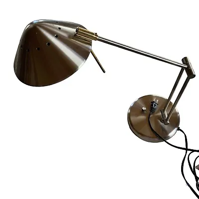 Vintage Desk Lamp Metal Swing Arm Twist To Dim Industrial Decor • $109.95