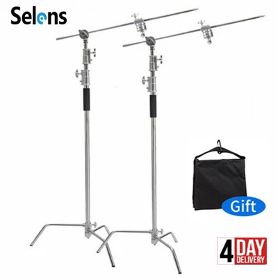 2PCS Studio Heavy Duty C Stand Light Century Boom Arm Grip Stainless Steel 3.3m • $279.99