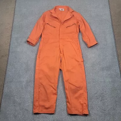 Vtg Dickies Jumpsuit Orange 42 Medium Longsleeve Work Wear Boiler Suit Overalls • $49.99