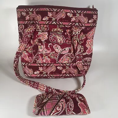 Vera Bradley Purse Bag Piccadilly Plum Paisley Tote And Eyeglass Case Retired • $36.99