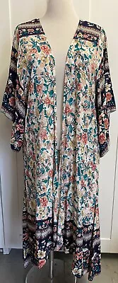 BOHO AUSTRALIA Floral Hippie Kimono Kaftan Size M/L (14-16) • $27