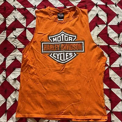 Vintage Y2K Harley T Shirt Mens XL Chopped As Is Orange Biker Grunge • $6