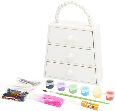Decorate Make & Paint Your Own Wooden Jewellery Box & Bead Bracelets Set • £7.95