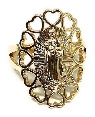 Gold Plated Virgin Mary Heart Ring Virgen De Guadalupe Anillo Corazon Oro Lamina • $13.99