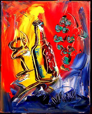 Wine Drinks  Mark Kazav  Abstract Modern CANVAS Original Oil Painting 78087t9 • $99