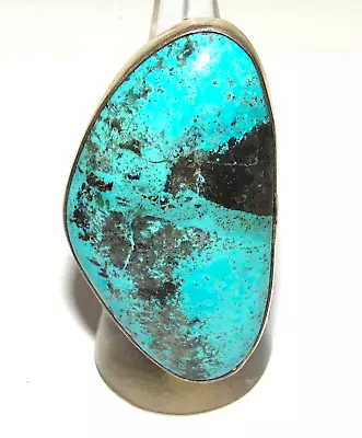 Massive Native American Blue Gem Turquoise Mine Ring Sz 8 Sterling San Felipe • $193.05