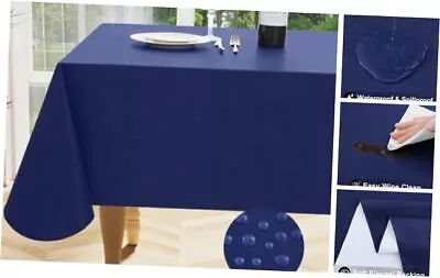  Rectangle Table Cloth Waterproof Vinyl Tablecloth With Flannel 60x84 Inch Navy • $23.91