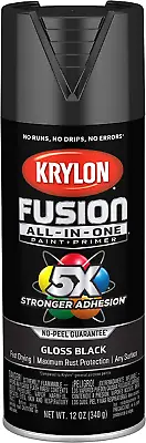 Krylon Fusion All-In-One Spray Paint For Indoor/Outdoor Use Gloss Black  12 Oz • $13.99