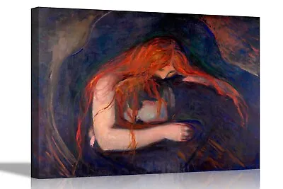 £49.99 • Buy Vampire By Edvard Munch Canvas Art Prints Framed Hanging Famous Wall Pictures