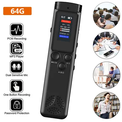 64GB Support Digital Audio Sound Voice Recorder Dictaphone MP3 Player Recording • £16.99