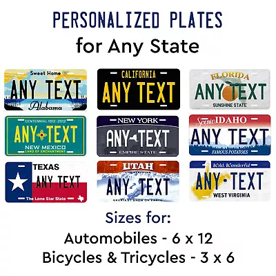 Customized License Plate Tag For Any State Auto Car Bicycle Bike Wall Door Sign • $19.99