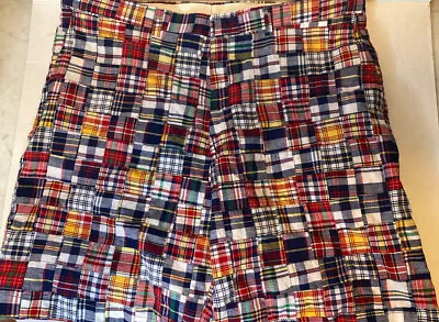 Men's Berle Patchwork Madras Multicolored Flat Front Shorts - Size 40 R • $19.99