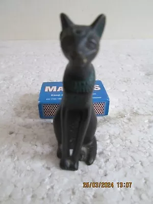 BRONZE  EGYPTIAN CAT BASTET  WITH COLOURED DECORATION     See Des. • £9.99