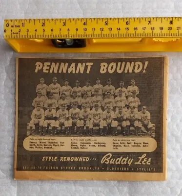 1943 AD Photo NY Brooklyn Dodgers  BUDDY LEE Clothing PENNANT BOUND!  Newspaper  • $19.76