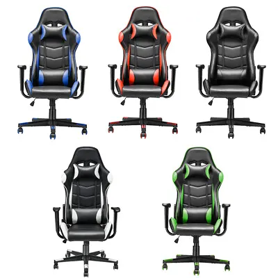 Gaming Chair Racing Chair Reclining High-Back Gas Lift Swivel Chair With Pillow • £63.99