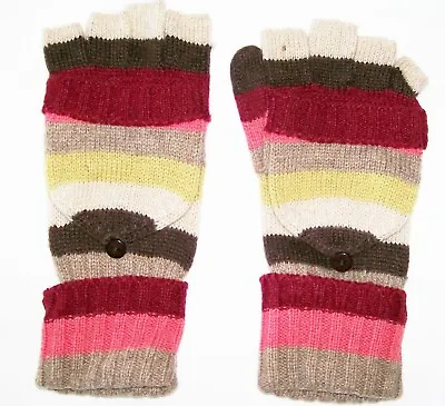 Accessorize Convertible Mittens Striped Wool Blend Winter Gloves One Size Vgc • £24.99