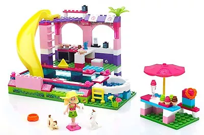 Mega Bloks Barbie 80136 Pool Party 100% Complete With Instructions No Box *USED* • $9.89