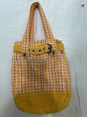 Hollister Yellow Plaid Tote Bookbag Handbag Purse Y2K 90s Shoulder Bag • £14.13