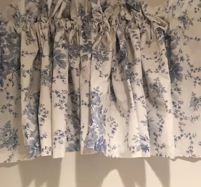 Laura Ashley Sophia Floral Blue & White Window Fabric Valance-Charming! EUC! • $34