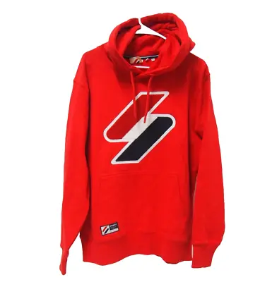 Superdry Mens Logo Hoodie XL Red Pullover 100% Cotton • $28.77