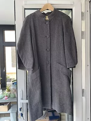 Vanessa Bruno Grey Wool Cape Style Swing Coat EU 40 UK 12 • £25