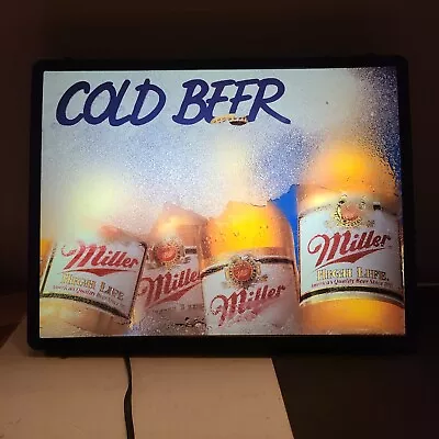 Vtg Miller High Life Genuine Draft Mgd Light Up Bar Sign 15 X19½” Cold Beer 1992 • $89.99